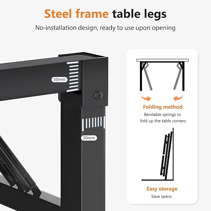 DlandHome Large Computer Desk, Folding Desk, Decent and Steady Home Office Desk/Workstation/Table 54.3inch Teak Black