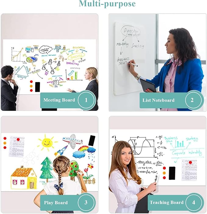 Self-Adhesive Office Whiteboard Sticker: 16" x 24" Magnetic Receptive Dry Erase Wall Film | No Ghosting Easy Peel & Stick for Professionals | Flat-Lay Ready for Meeting Room