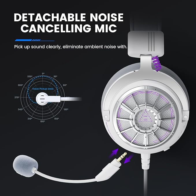 EKSA Gaming Headset with Microphone for PS5 PS4 PC Switch Xbox One, Over-Ear Headphones with Detachable Noise Cancelling Mic, 50 mm Drivers,3D Stereo Surround Sound, Wired Gaming Headphones-Gift