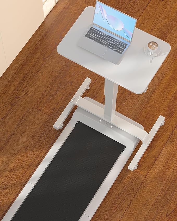 WALKINGDESK Height Adjustable Mobile Standing Desk with 360° Swivel Casters, 29"-45" Pneumatic Rolling Desk on Wheels, Perfect for Home Office, Bedroom, Living Room, White