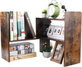 PAG Desk Organizer Desktop Shelf Adjustable Countertop Bookshelf Small Table Shelves Book Organizer Office Organization for Desk, Antique Brown