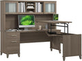 Bush Home Somerset 72W 3 Position Sit to Stand L Shaped Desk with Hutch in Ash Gray | Adjustable Height Table for Home Office
