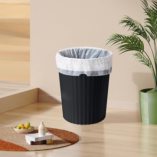 Small Platic 2 Gallon Trash Can - Compact Wastebin for Bathroom, Kitchen, Office, Home Use - Black