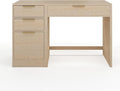 Martha Stewart Kayden Home Office Modular Desk with Drawer and 3 Drawer File Cabinet in Light Natural with Brushed Gold Hardware