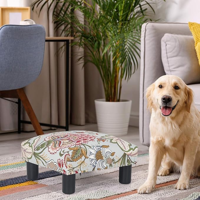 Ottoman Footrest Stool Modern Small Square Seat Chair Footstool (Flower)