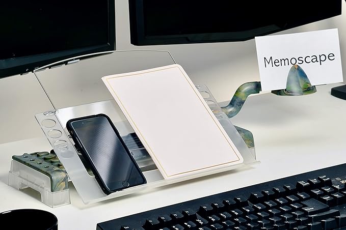 MemoScape Adjustable In-Line Document Holder for Typing | Reduce Neck Strain, Improve Focus, Boost Desk Organization, and Workflow | Paper Holder Stand for Desk and Home Office - Camouflage (VUR 4080)
