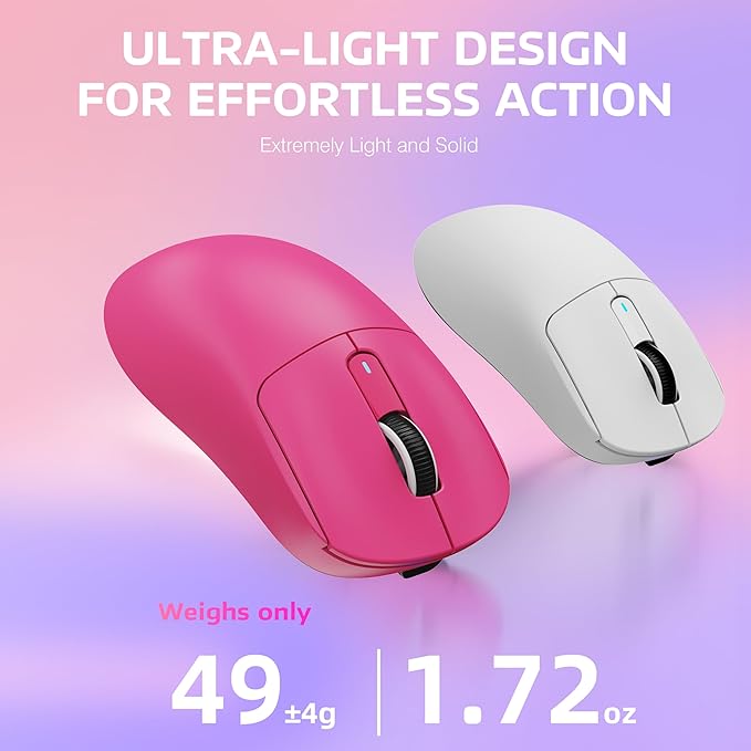 ATTACK SHARK X3 Lightweight Wireless Gaming Mouse with Tri-Mode 2.4G/USB-C Wired/Bluetooth,Up to 26K DPI, PAW3395 Optical Sensor,Kailh GM8.0 Switch,5 programmable Buttons for PC/Win/Mac(Berry Red)