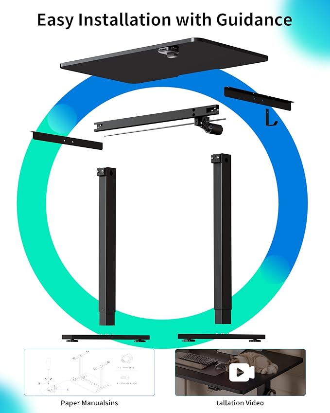 BIZUM 31.5" Small Electric Standing Desk Height Adjustable, Whole Piece Stand Up Computer Desk Work Study Writing Gaming Desks for Home Office Black