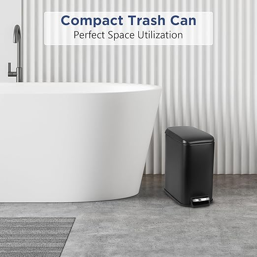 Bigacc 1.3 Gallon Kitchen Trash Can, Stainless Steel Small Trash Can & Mini Garbage Can with Removable Plastic Inner Bucket Lid, Foot Pedal, Waste Bin for Bathroom,(2 Set)