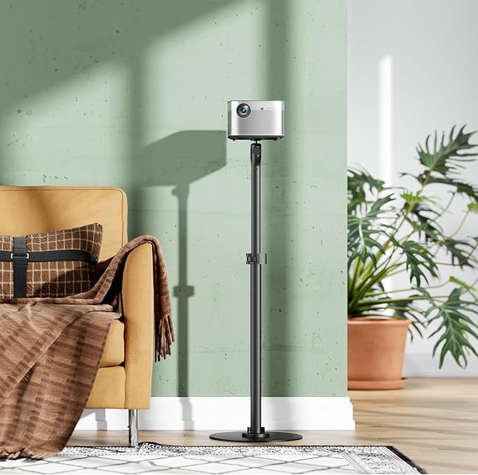WALI Projector Stand for 1/4-Inch Screw, Projector Floor Stand Max 47.6" Height, Projectors Mount Holds up to 13.2lbs for Home Office, Projectors, Camera, (PM-004-B), Black