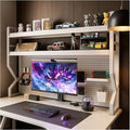 Desktop Hutch Bookshelf,Many Gifts,Metal Desktop Bookcase with pegboard, Desk Shelf White, Countertop Storage Organizer Rack for Dorm or Office,Desktop Shelves(White, 53.1" Lx9.9 Wx39 H)