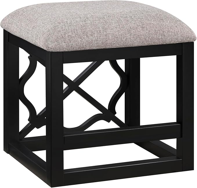 Lexicon Space-Saving Home Office Wood Desk Set, Modern Makeup Vanity Desk with Padded Vanity Stool, USB Charging Port, Nesting Table, Rolling Small Computer Table for Writing/Study/Bedroom, Black