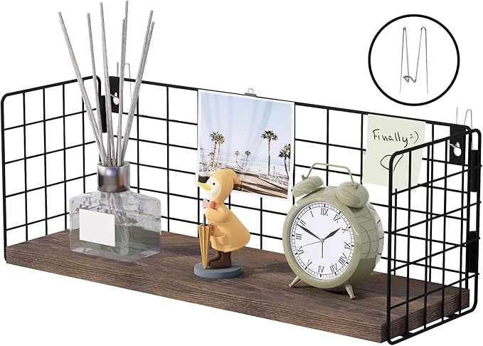 Floating Cubicle Shelf with Hooks, Paulownia Wood Desktop Organizer for Office Cubicle Decor, Desk Shelf for Top of Desk & Cute Cubicle Accessories for Work