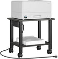 TUTOTAK 2 Tier Printer Stand, Rolling Printer Cart with Power Outlets and USB Ports, Mobile Printer Table with Wheels, for Under Desk, Office, Home, Charcoal Grey PS01BY001