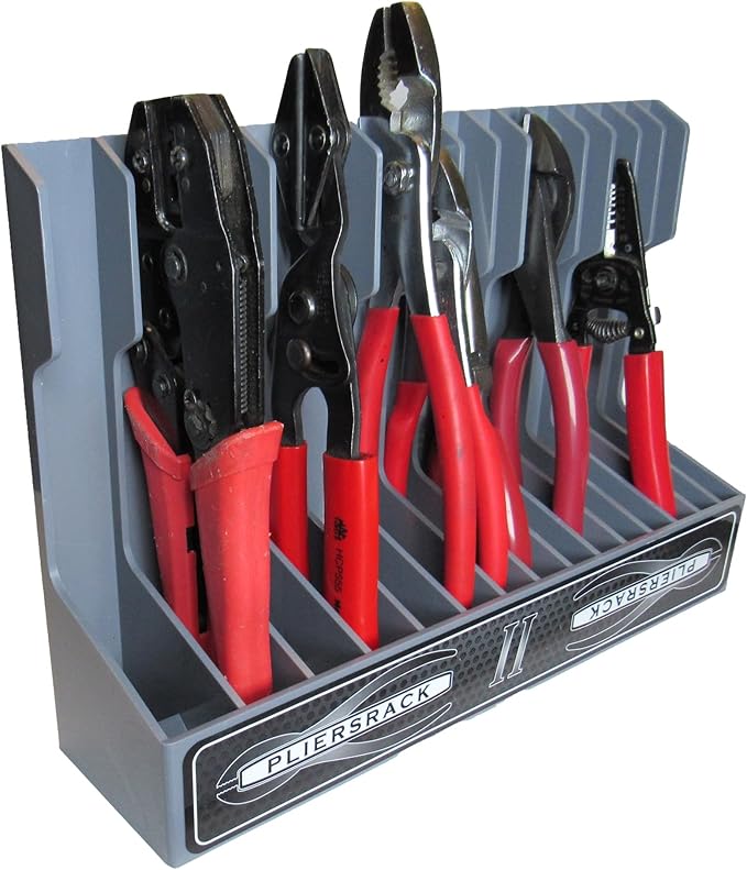 Pliersrack PLR15 Plier Organizer - Sturdy Plastic 15 Pliers Holder For Tool Box or Pegboad Organization, Plier Rack Tool Organizers For Toolboxes And Storage