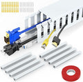 Open Slot Wiring Raceway Cable Duct, 123in Cable Management Channel Cord Track,Desk Wire Channel, Under Desk Cable Management to Hide Cables, Wires for Computers (White, 1.97" Hx1.97"W, 15.4''L(8 Pc))