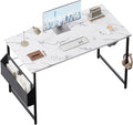 Pamray 47 Inch Computer Desk for Small Spaces with Storage Bag, Home Office Work Desk with Headphone Hook, Small Office Desk Study Writing Table