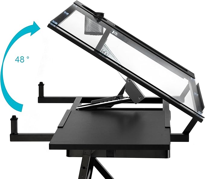 Artist's Loft Artist Table - Glass-Top Table for Drafting, Drawing, Sketching, Painting, and Arts & Crafts - 1 Pack