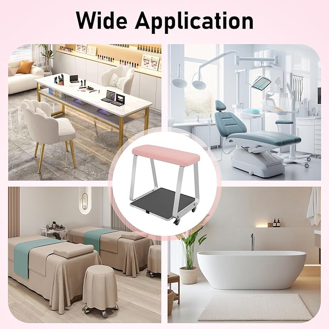Pedicure Foot Rest for Nail Tech Nail Salon, Nail Stand,PU Leather Foot Nail Stand Rest for Home and Salon Use Pedicure Station (Pink)