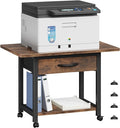 YAOHUOO Large Printer Stand with Storage Drawer, 2-Tier Under Desk Table for Home Office, Fits Fax Machine/3D Printer/Scanner (Brown)