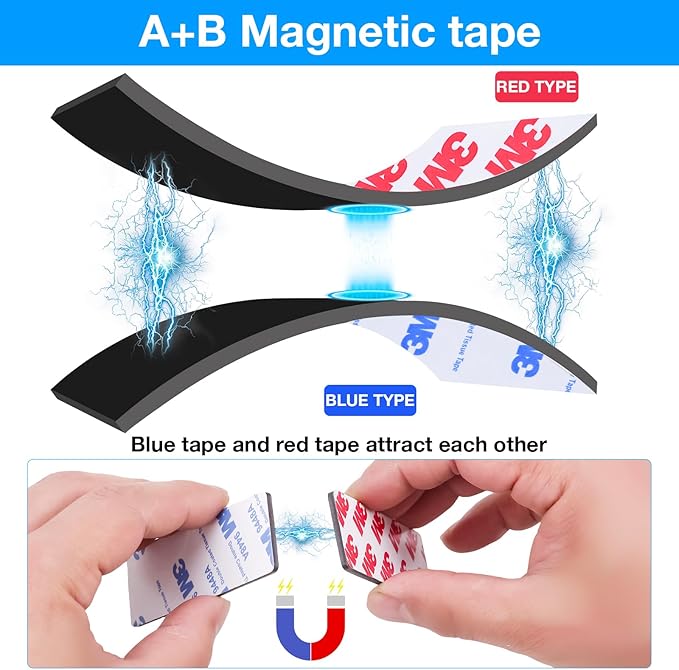 2 Rolls Magnetic Tapes with Adhesive Backing, 6.5FT X 0.6" W x 2 Pack Flexible Magnet Strips for DIY Crafting