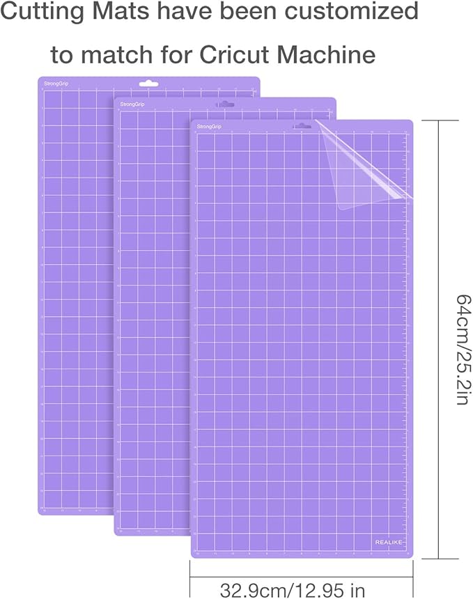 REALIKE StrongGrip Cutting Mat Compatible with Cricut Maker 3/Maker 4/Maker/Explore 3/4/Air 2/Air/One(3 Mats,12x24 inch) Purple Strong Adhesive Non-Slip Cut Mats for Crafts