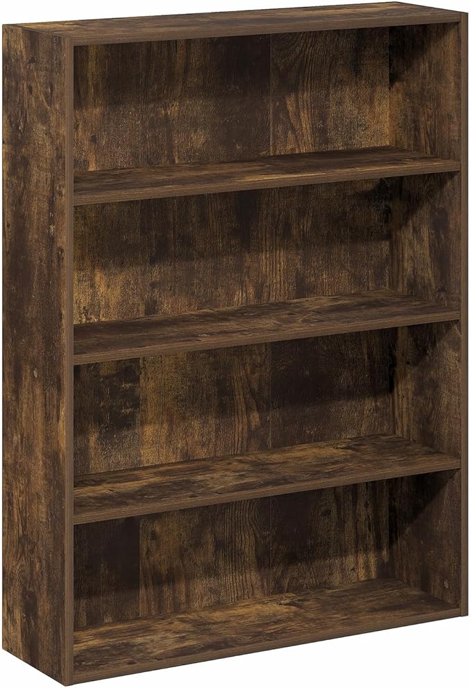 Furinno PASIR Book Shelf, 4-Tier Bookshelf with Open Storage Shelf, Standing Bookcase, 9.3 x 31.3 x 41.8, Easy Assembly, for Home Office, Bedroom, Living Room, Amber Pine