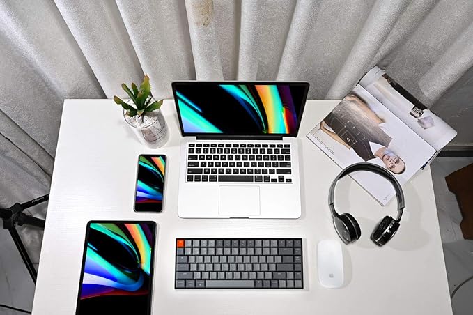 Keychron K2 75% Layout RGB Bluetooth Wireless Mechanical Keyboard with Keychron Super Red Switch/Anti Ghosting/N-Key Rollover, Compact 84 Keys USB Wired Gaming Keyboard for Mac Windows-Version 2