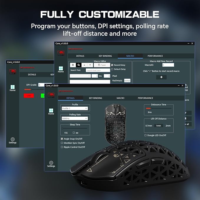 MAMBASNAKE M5 Ultra Carbon Fiber Mouse, 39g Superlight, 42000DPI, PAW3950MAX Sensor, Nordic 52840 Chip, Coiled Cable for PC/Mac (Black)