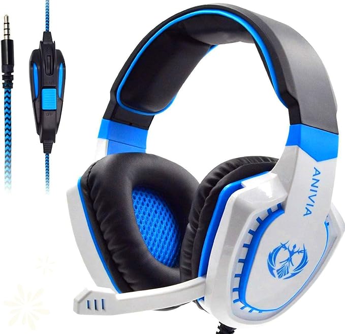 Anivia Computer Over-Ear Headphones with Mic, Wired Gaming Headset Compatible with PS4, PC, Xbox One, Laptop, Computer, 3.5mm Jack, Bass Surround, Soft Memory Earmuffs