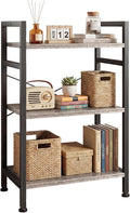 DUMOS 3 Tiers Bookshelf, Classical Book Shelf, Tall Display Shelves in Living Room/Home/Office, Storage Organizer for CDs/Books/Movies, Wood Grey