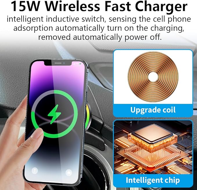 Car Magnetic Phone Mount for Toyota Tundra 2014 2015 2016 2017 2018 2019 2020 2021 Auto Interior Accessories Best Cellphone Holder Fast 15W Wireless Charger Cell Phones Charging Screen Stand