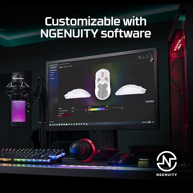 HyperX Pulsefire Haste Wireless Gaming Mouse Ultra Lightweight 61g 100 Hour Battery Life, Honeycomb Shell, 16000 DP,I 6 Programmable Buttons, HyperX NGENUITY, for PC, PS4, Xbox Series, Black (Renewed)