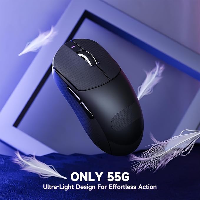 Attack Shark X8 PRO 8K Wireless Gaming Mouse,PAW3395PRO 40K DPI Sensor,Tri-Mode Broadcom BK52820 Chip,Superlight Ergonomic Mouse for Large Hands,Cloud-Based Software,for Win/Mac(Black&Tape)