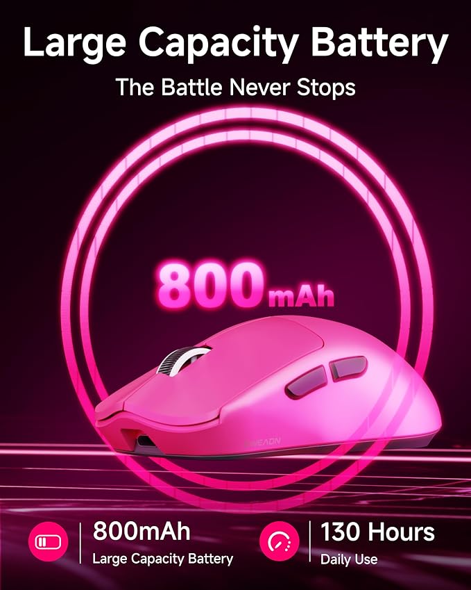 EWEAND X23 Pro Wireless Gaming Mouse, Tri-Mode 2.4G/USB-C/Bluetooth 5.4 Mouse, PAW3311 Sensor, 12000 DPI, 59g Lightweight, 1ms Response, Seamless Device Switching Computer Mouse for Laptop/PC/Mac-Pink