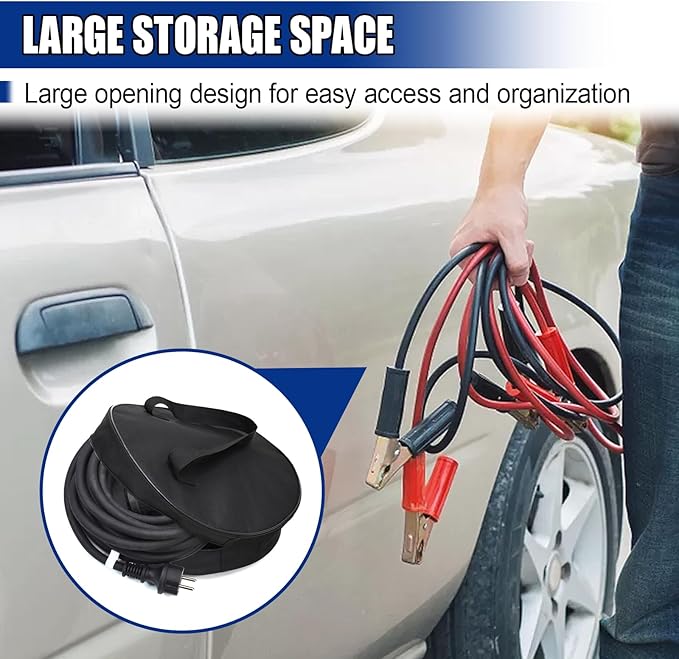 16 Inch Round Cable Organizer Bag, 600D Oxford Cloth Waterproof Jumper Cable Storage Bag, Universal EV Charging Cord Management Accessories for RV Sewer Pipe, Electrical Cords
