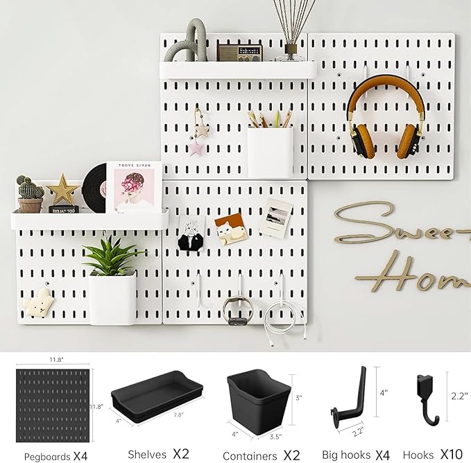 Revamp Your Space With A Versatile Pegboard Kit - Effortlessly Organize Home, Office, And Gaming Setup With Customizable Hanging Solutions (black)