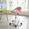 Swivel Rolling Stool with Wheels, Height Adjustable PU Leather Drafting Chair, Round Seat for Salon, Spa, Tattoo, Office, Home Use Pink Set of 1