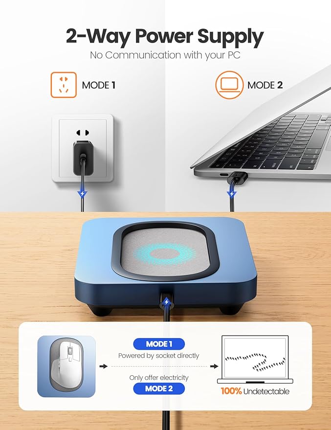 EAXBUX Undetectable Mouse jiggler,Mouse Mover Wiggler Shaker Device with Enlarged Turntable Adjustable Interval,LED Display Moves Randomly,for Gift Keeps PC/Laptap Active to Improve Office Efficiency