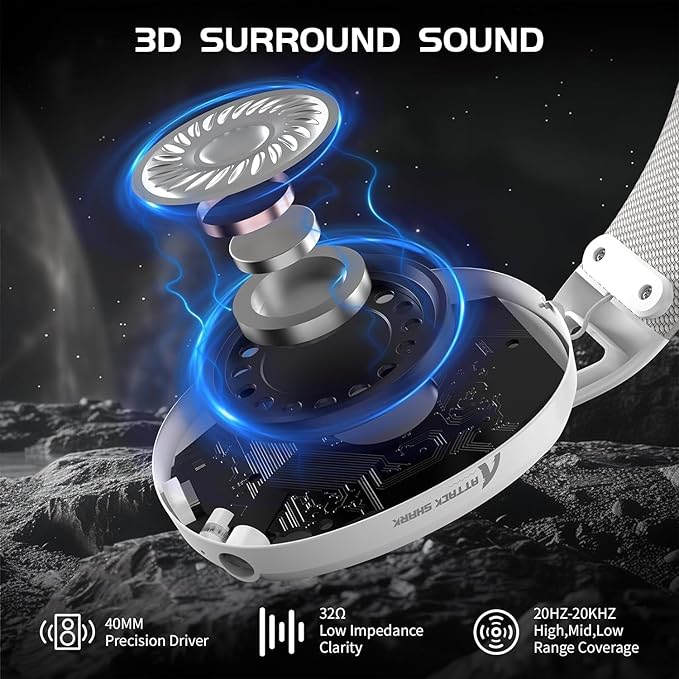 ZIYOU LANG L80 Wireless Gaming Headset Ultralight Over Ear with 2.4Ghz USB C&A Dongle/Bluetooth 5.3/3.5mm Wired Detachable Mic Stereo Sound 600mAh Battery for PC Mac PS4 PS5 Switch Win Gamer(White)