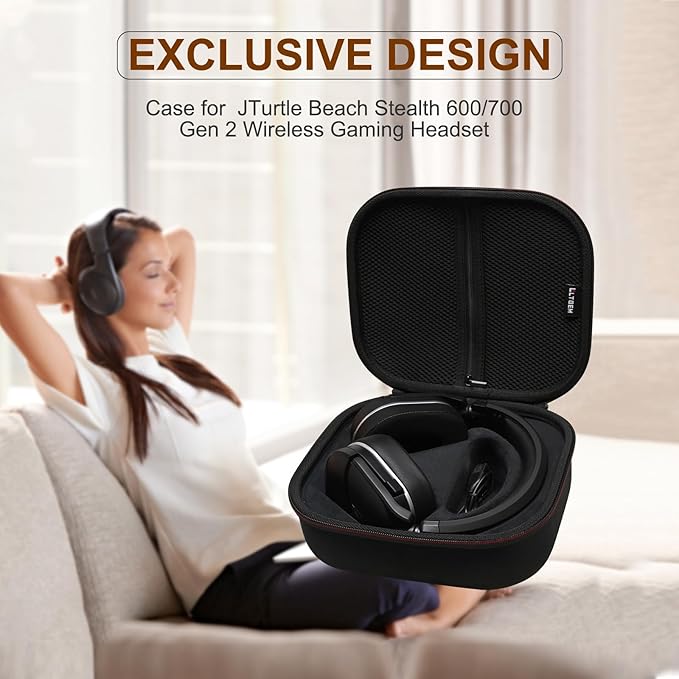 LTGEM Case Compatible with Turtle Beach Stealth 600/700 Gen 3 & 600/700 Gen 2 MAX Wireless Gaming Headset, Black