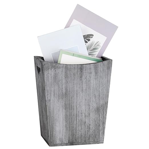 ETELI Waste Basket Small Wooden Office Trash Can Rustic Wood Garbage Can with Double Handles for Bedroom Bathroom Office Living Room