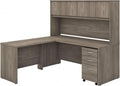 Bush Business Furniture Studio C L Shaped Desk with Hutch, Mobile File Cabinet and Return, 72W x 30D, Modern Hickory
