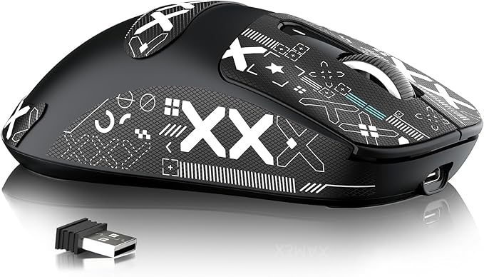 MAMBASNAKE Attack Shark X3MAX Wireless Gaming Mouse,PixArt PAW3950 42000 DPI,49g Ultralight Tri-Mode(BT5.4/2.4GHz/Wired), 1K Polling Rate Programmable Computer Mice for PC/MAC/Win - Black&Tape