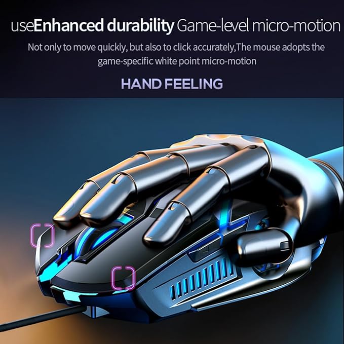 CHONCHOW Gaming Mouse Wired,6 Buttons, 4 Adjustable DPI Up to 3200 DPI, 7 Color LED Light, Wired Mouse Used for Games and Office, Mouse for Computer/Laptop/Tablets(Grey)