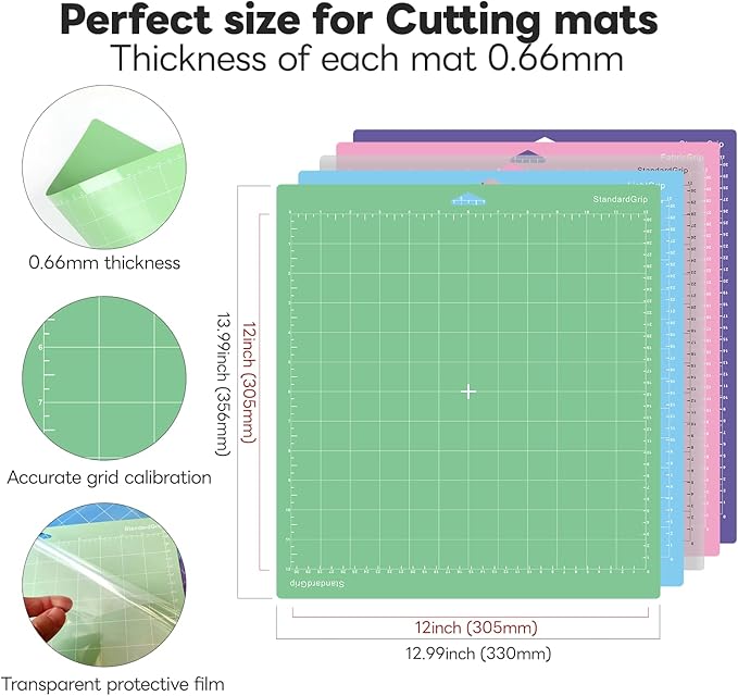 Cutting Mat for Cricut,12x12 inch 9 Pack Variety Cutting Mats (LightGrip,StandardGrip,StrongGrip,FabricGrip) Replacement Accessories for Cricut Maker 3/Maker/Explore 3/Air 2/Air/One