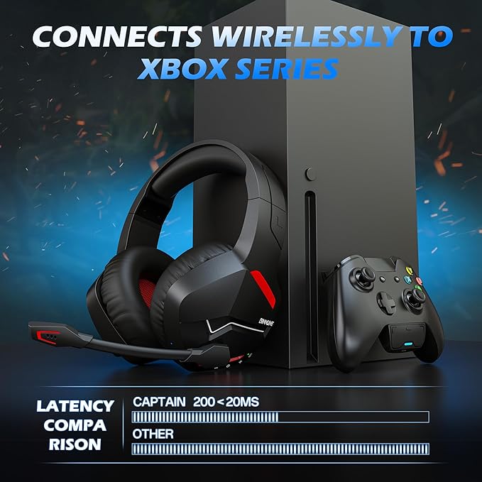 BINNUNE Xbox Wireless Gaming Headset for Xbox Series X/S, Xbox One,120H Ultra-Long Battery, Bluetooth 5.3 Gaming Headphones with Noise-Canceling Mic, Comfortable Over-Ear Headphones