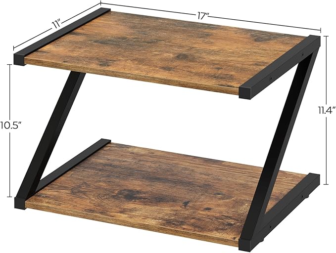 YATINEY Desktop Printer Stand, 2-Tier Printer Table with Storage Shelf, Under Desk Printer Stand for Office, Open Organizer Shelf, Easy Assembly, Rustic Brown PS02BR
