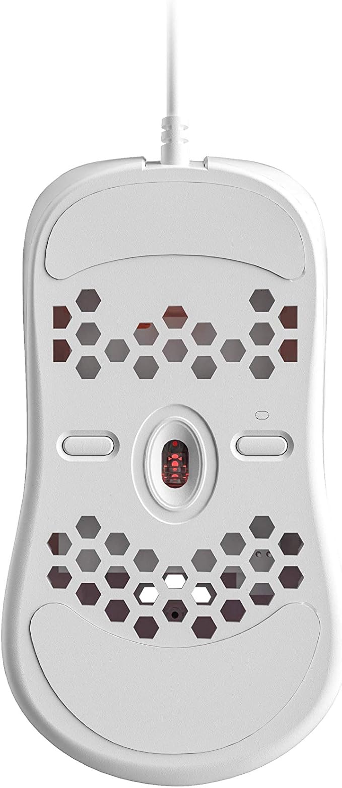 HK Gaming NAOS M Ultra Lightweight Honeycomb Shell Ambidextrous Wired RGB Gaming Mouse 12 000 cpi | 7 Buttons | 59 g (Naos-M, White)