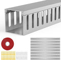 Open Slot Wiring Raceway Cable Duct, 123in Cable Management Channel Cord Track,Desk Wire Channel, Under Desk Cable Management to Hide Cables, Wires for Computers (Grey, 1.97" Hx1.97 W, 15.4''L(8 Pc))